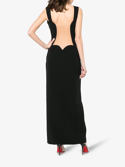 Silk column gown with slit and cut out back展示图