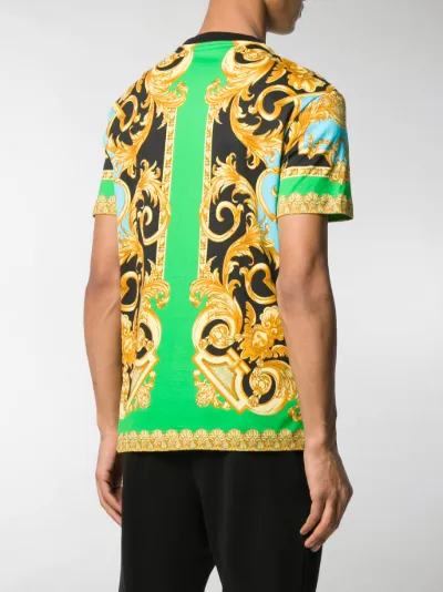 Versace T-shirt Barocco con stampa verde | MODES