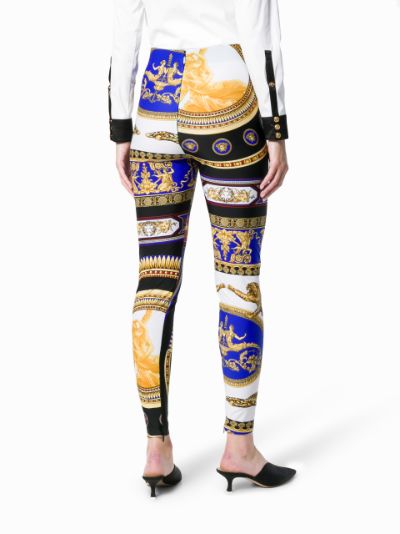 Versace Barocco Print High-waisted Leggings In Multi-colored