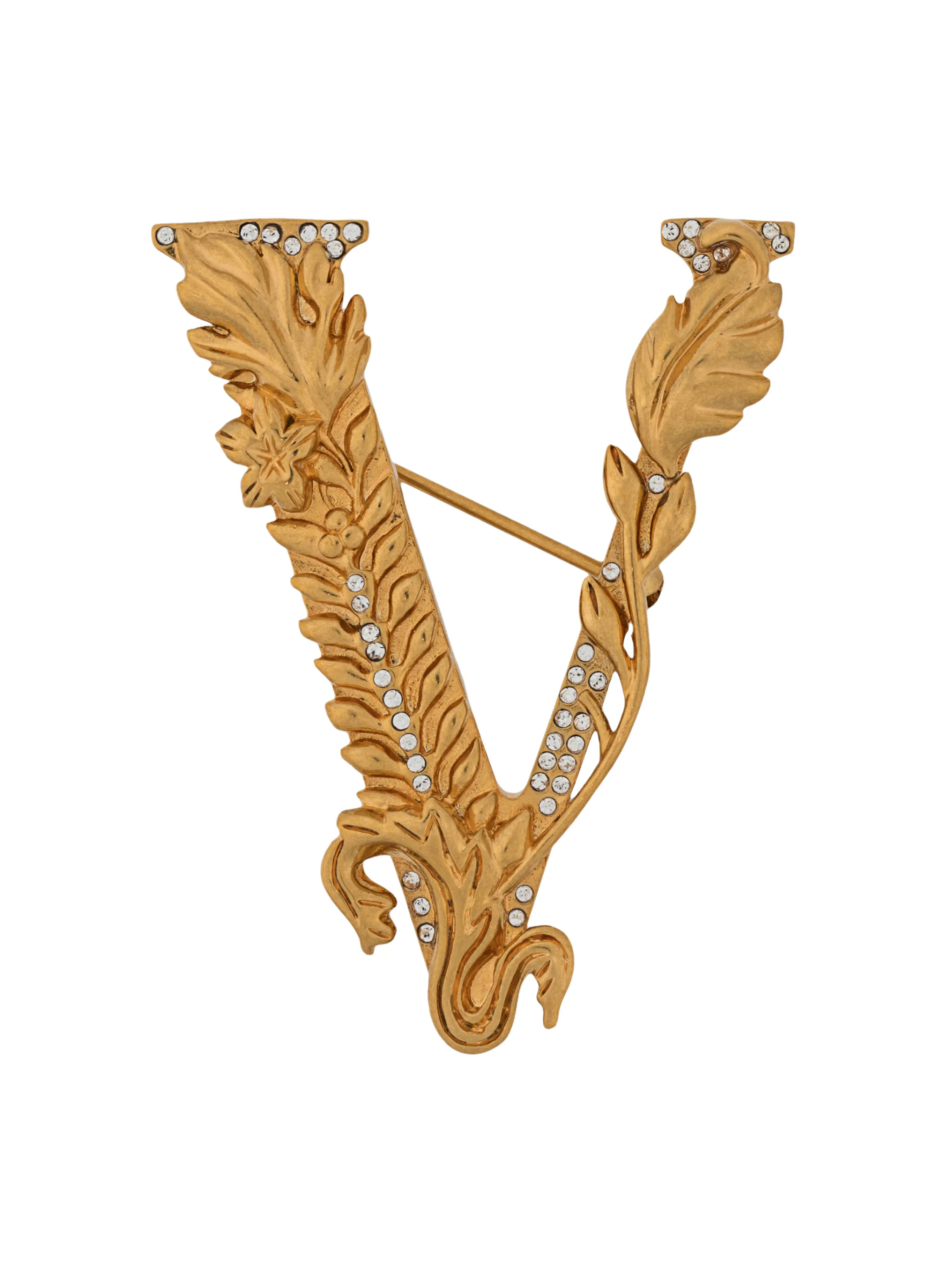 Versace V leaf logo brooch | Eraldo.com US