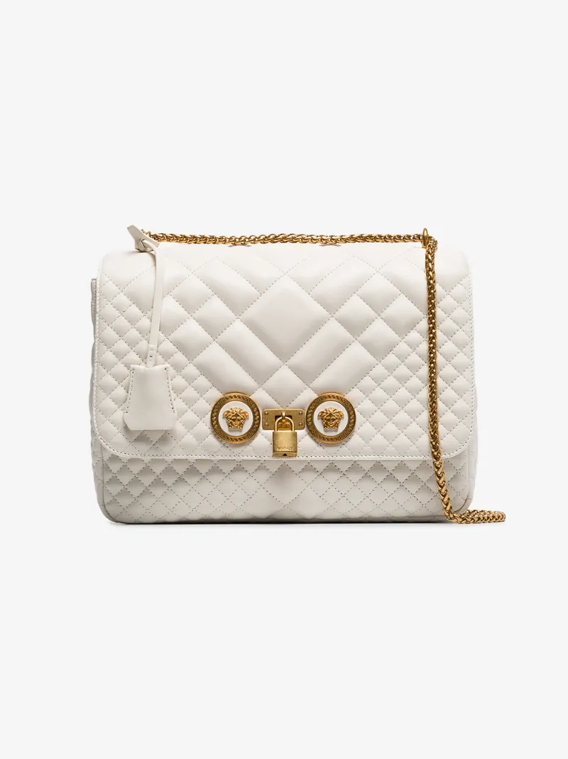 versace white quilted leather icon bag shoulder bags browns