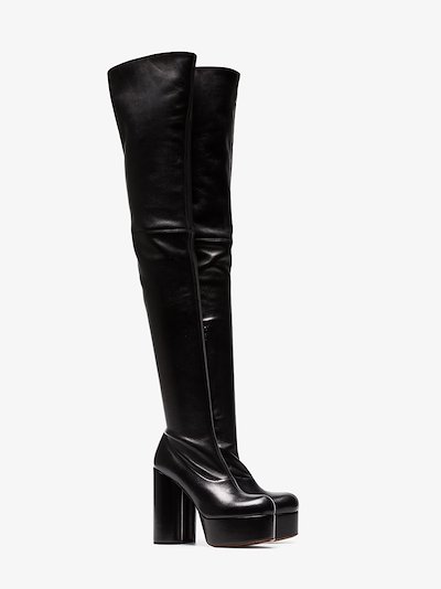 platform leather thigh high boots