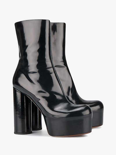 Vetements Black Patent Platform Ankle Boots | Browns