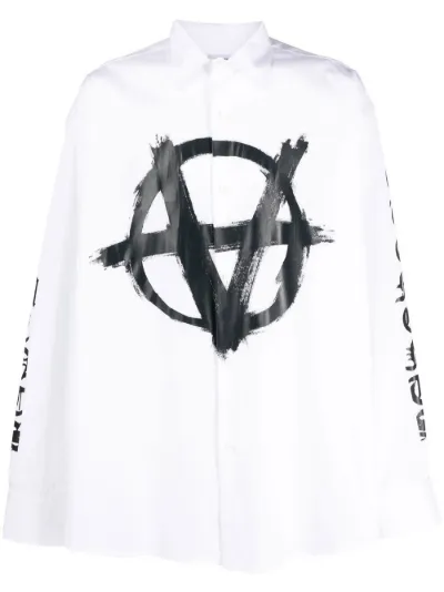 graphic-print button-up shirt 