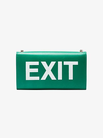 Green exit sign leather bag展示图