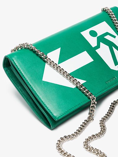 Green exit sign leather bag展示图