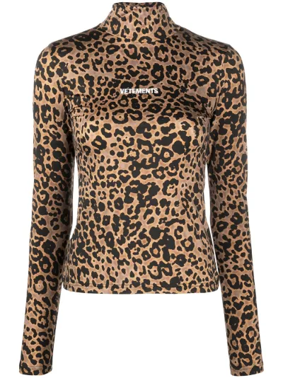 leopard roll neck top