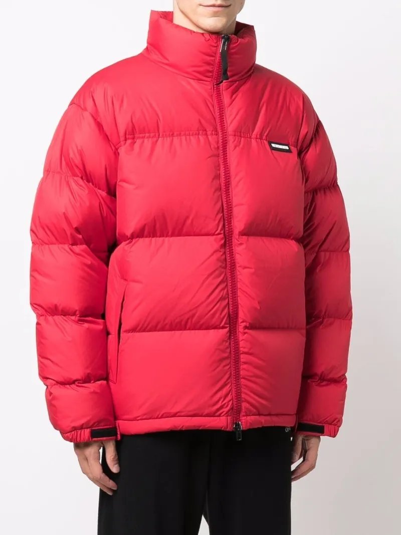 red padded puffer jacket