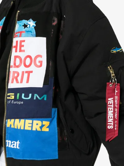 logo Vetements Vetements logo bomber jacketBrowns patchwork OkZuwXPTi