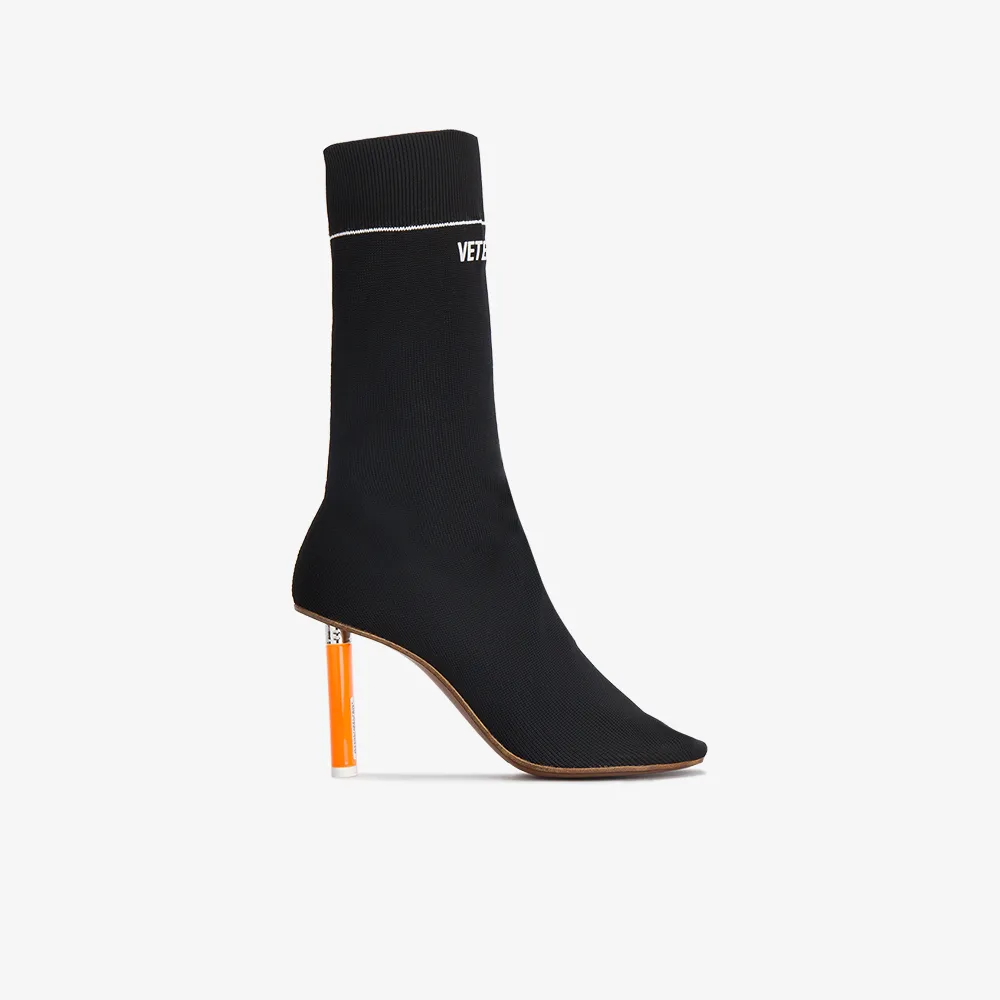 Vetements orange lighter heel sock boots Browns