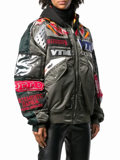 VETEMENTS patch embellished hoodie bomber jacket | Eraldo.com US VETEMENTS patch embellished hoodie bomber jacket | Eraldo.com US