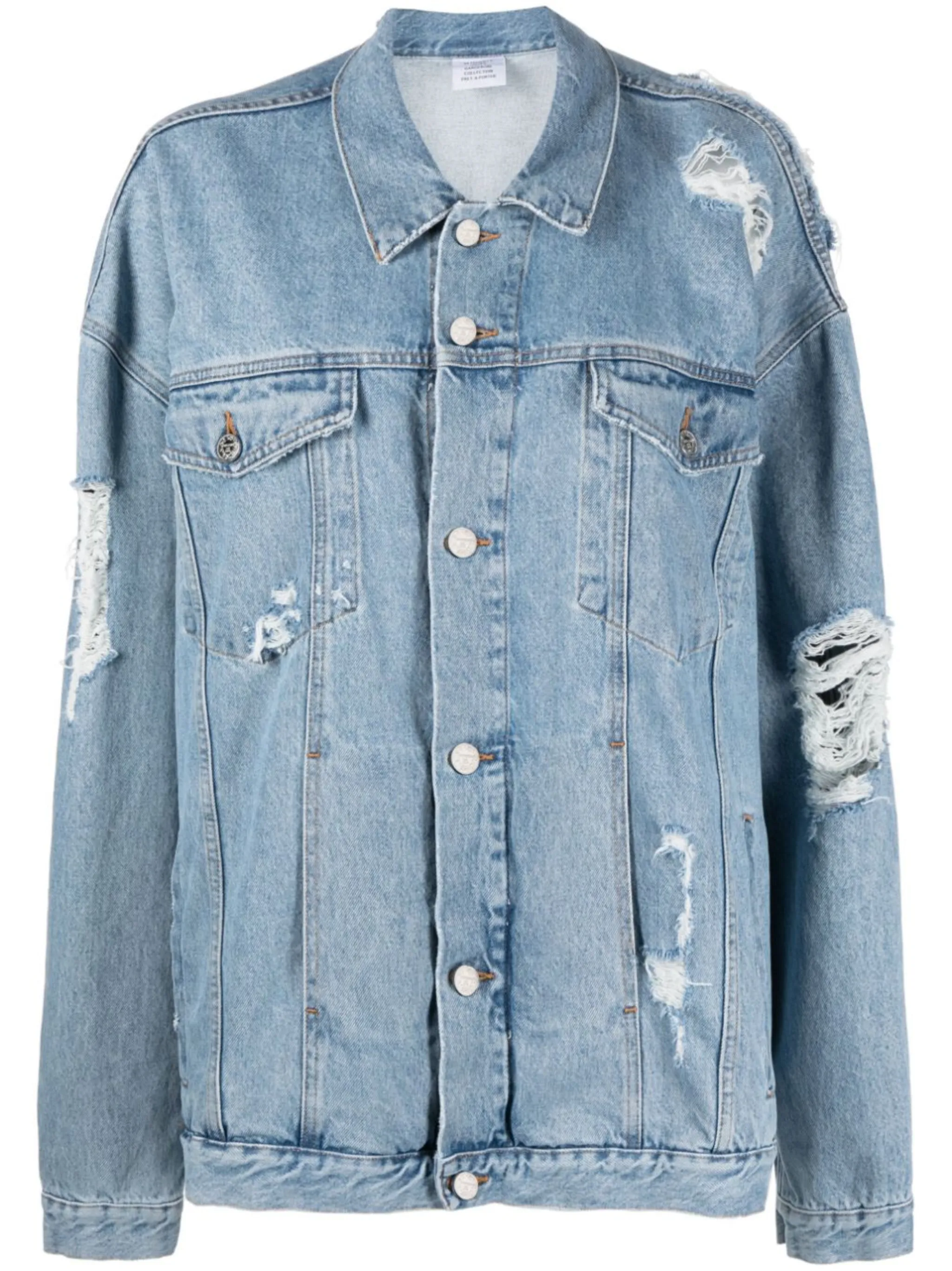 rippeddetail oversized denim jacket VETEMENTS US