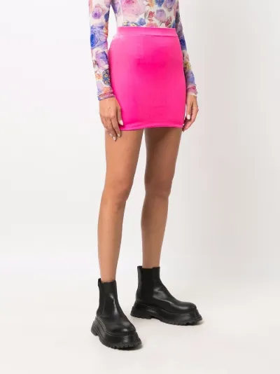 hot pink velvet pencil skirt