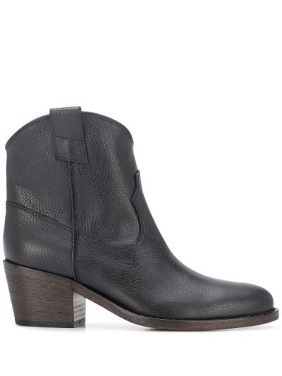 black western style ankle boots