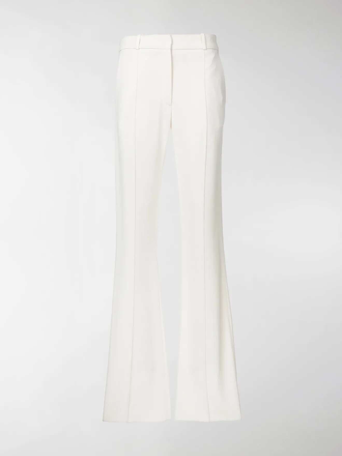white tailored flared trousers