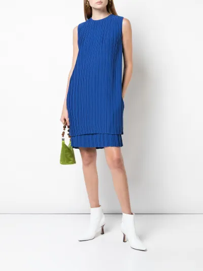 pleated shift dress
