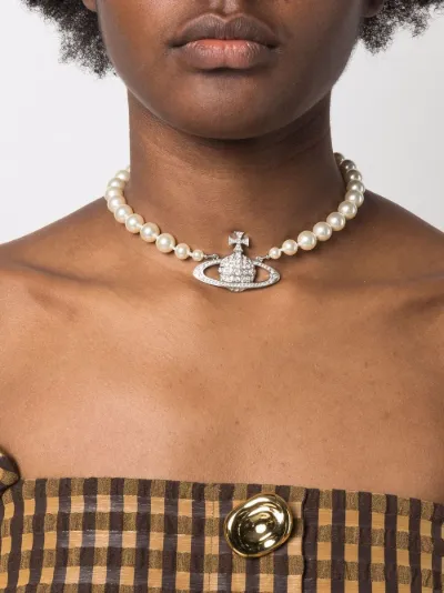 Vivienne Westwood Imogene crystal orb pearl necklace Eraldo DE
