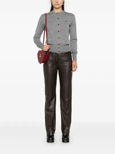 VIVIENNE WESTWOOD 偽物 カーディガン オーブロゴ ベージュ 赤色