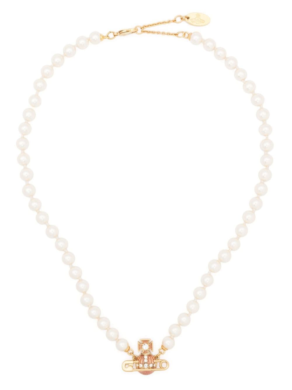 Vivienne westwood safety pin pearl outlet necklace