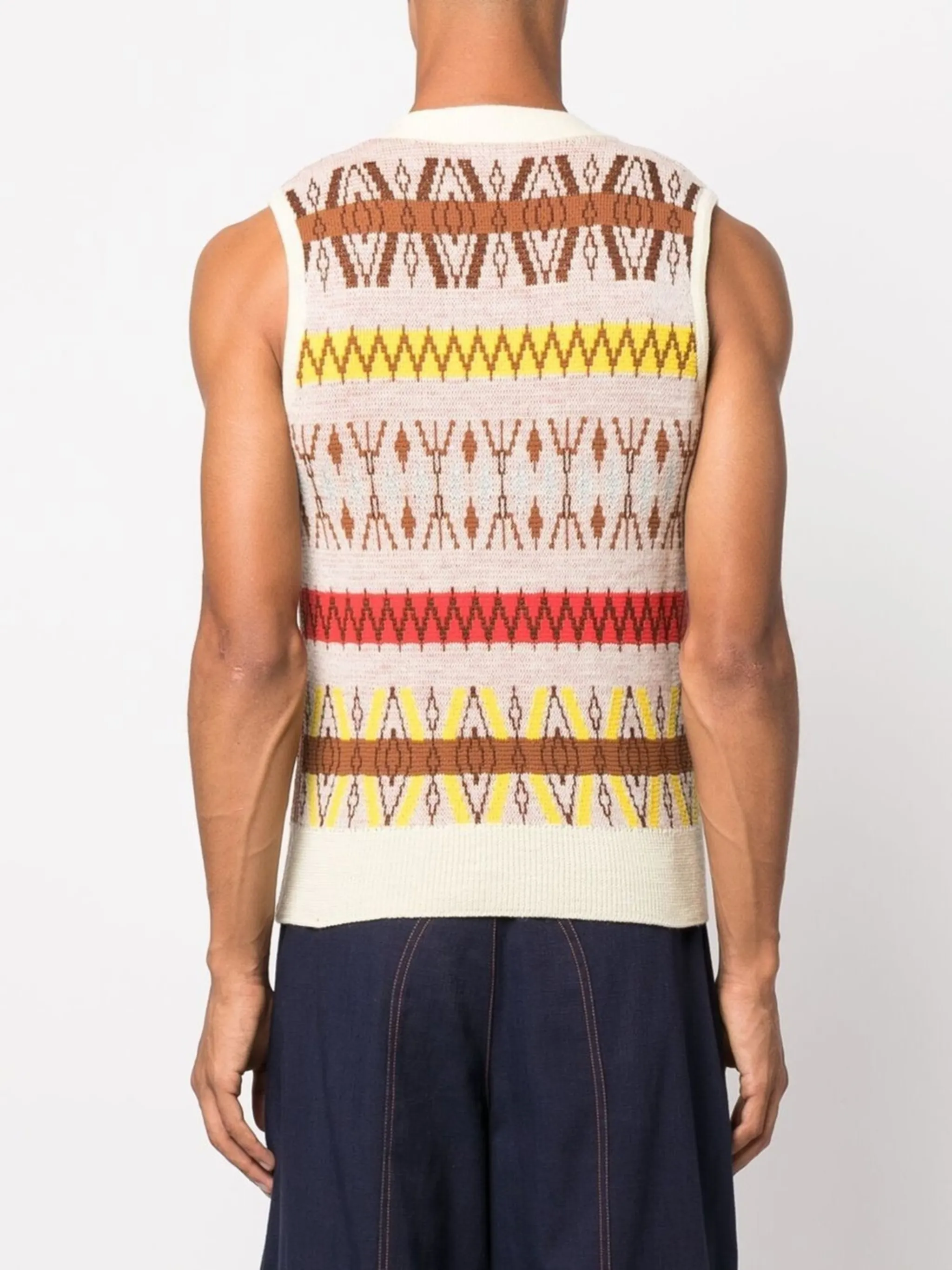 patterned intarsia knit vest Wales Bonner