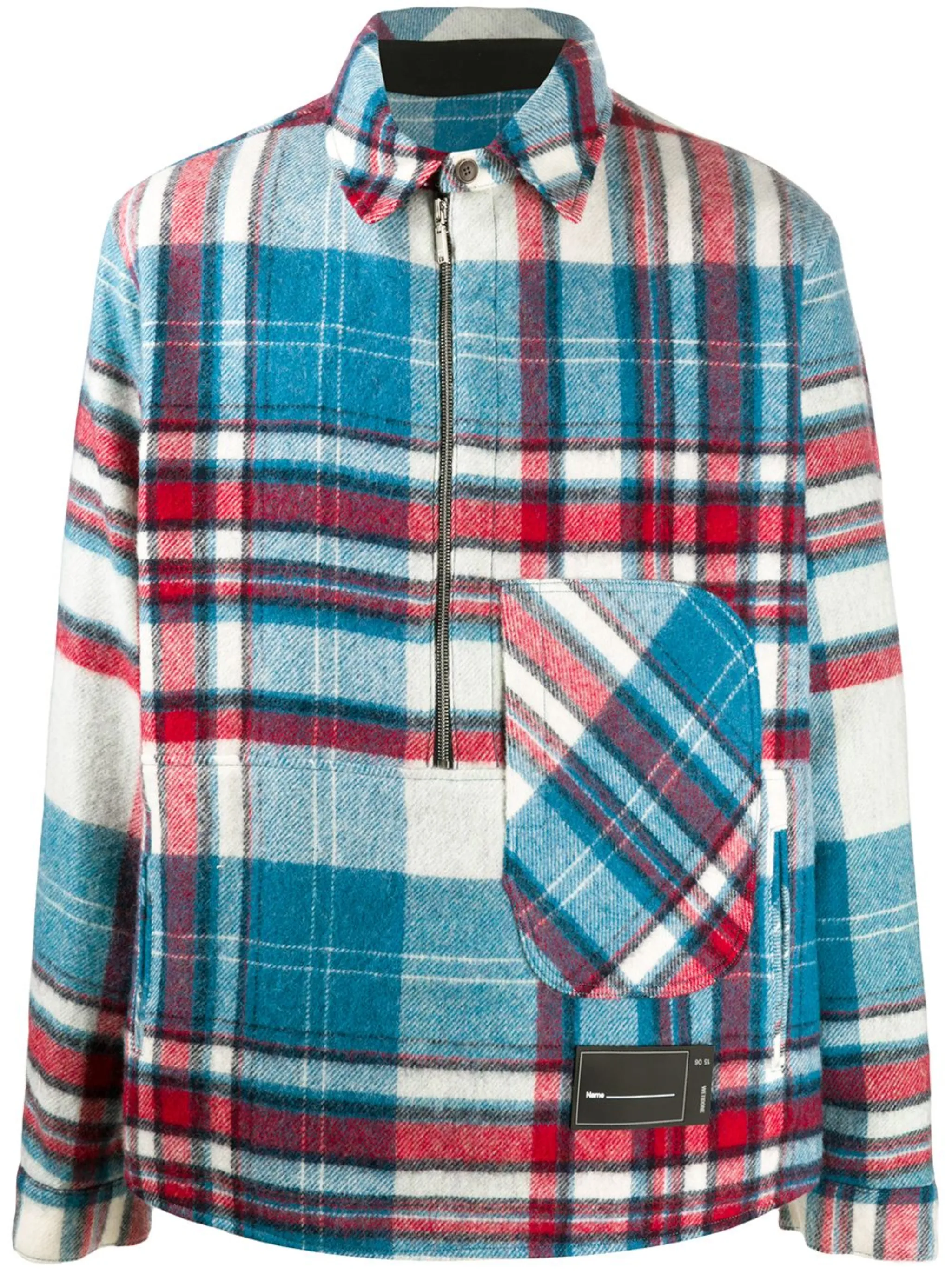 WE11DONE Blue WD Check Anorak Wool Shirt