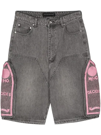 Who Decides War embroidered-logo denim shorts | Eraldo.com US Who Decides War embroidered-logo denim shorts | Eraldo.com US