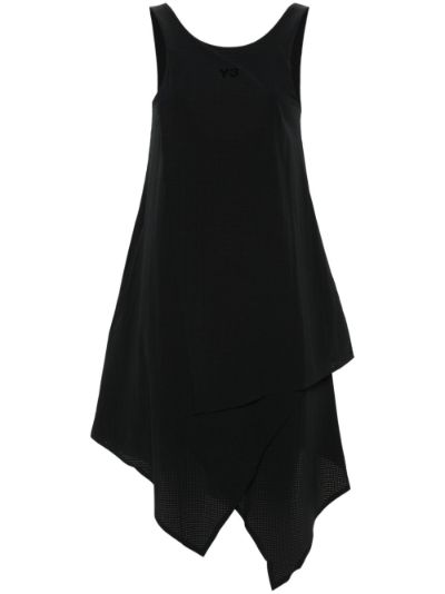 Sleeveless Layered Asymmetric Dress - Black