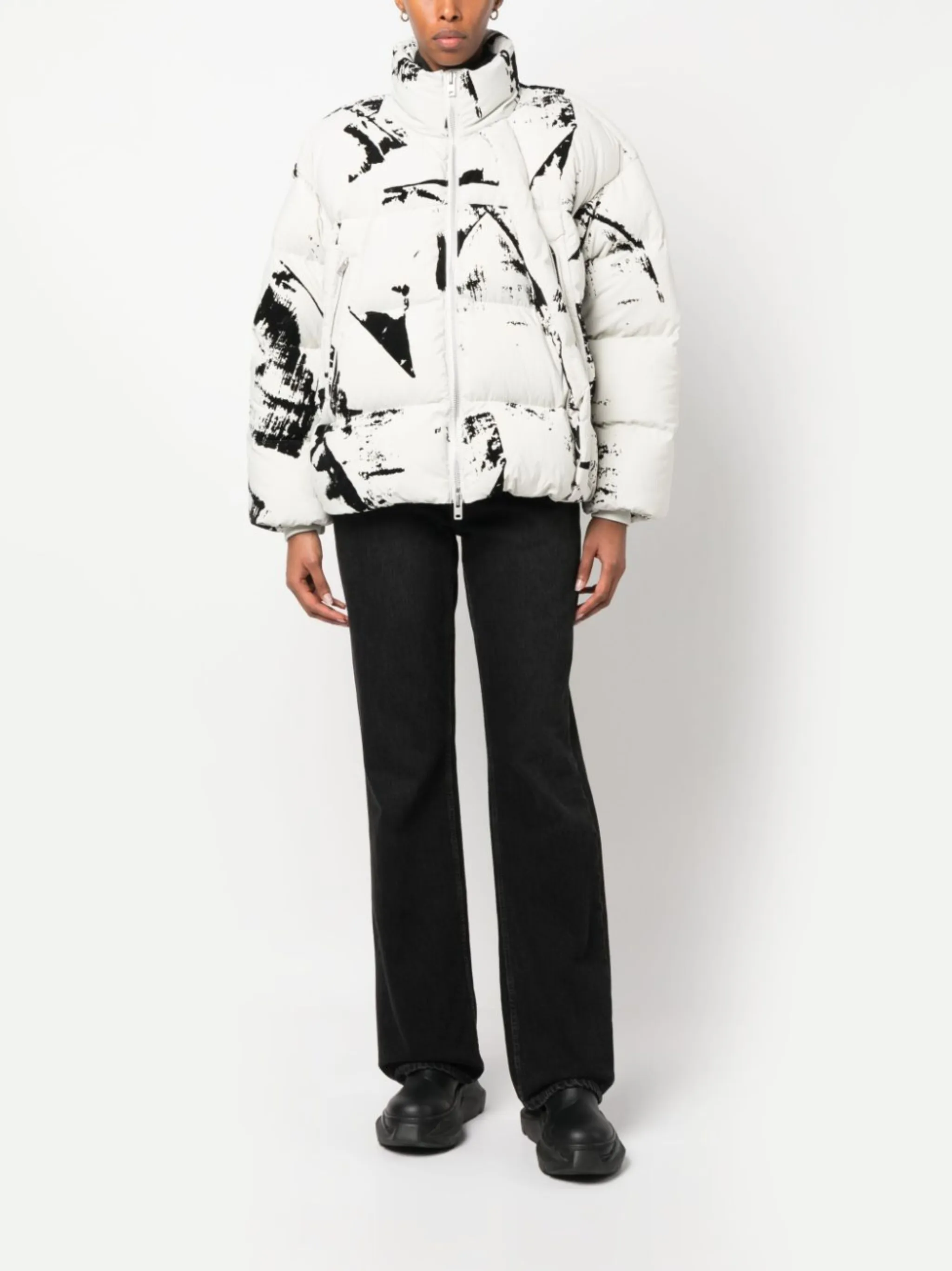 paint splatterprint puffer jacket Y3