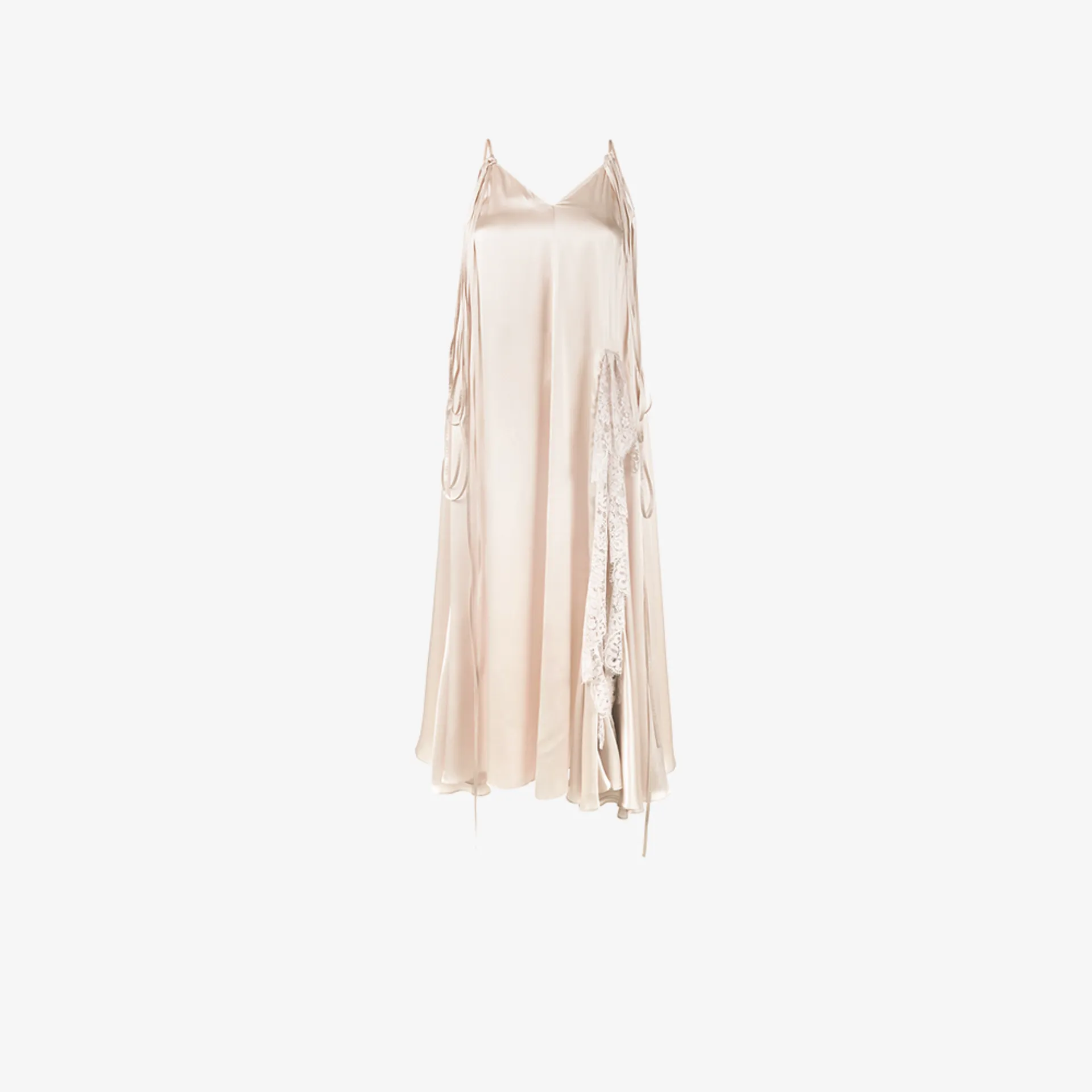 beige silk slip dress