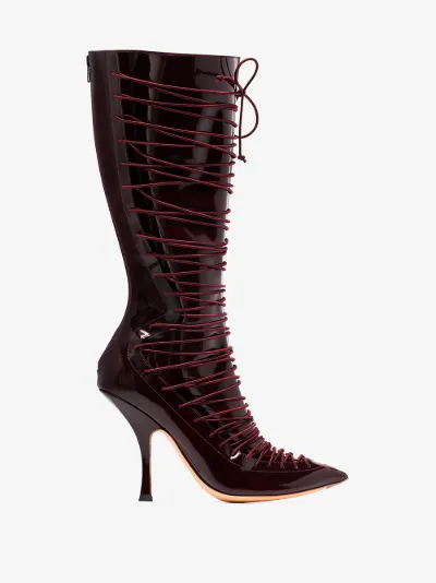 burgundy patent leather boots