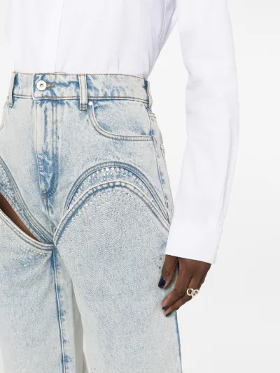 Y/Project Jeans dritti con dettaglio cut-out blu | MODES