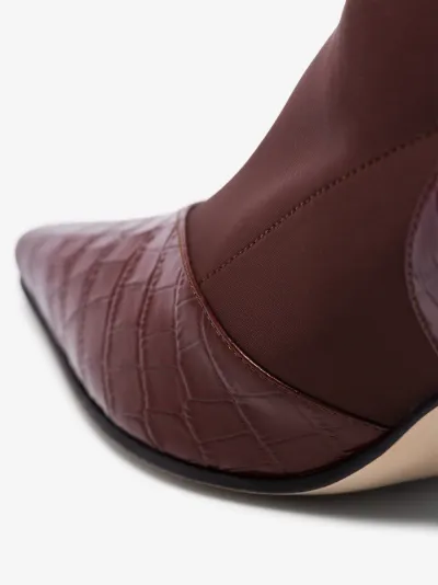 burgundy croc ankle boots