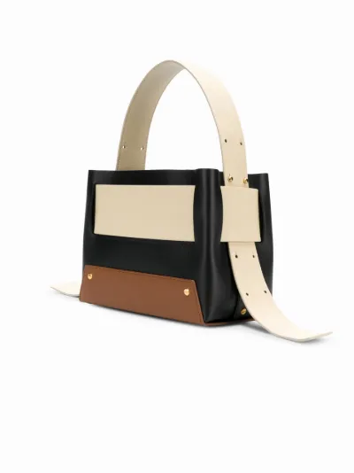 Yuzefi black cream and brown biggy colour block leather tote bag Eraldo DE