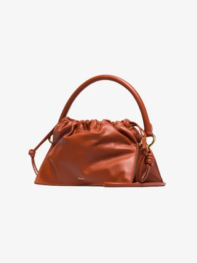 brown leather tote handbag