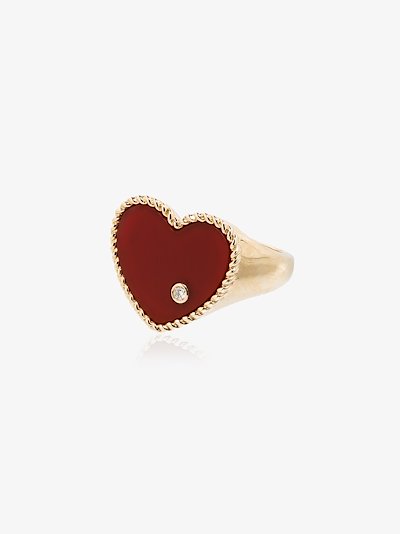 Yvonne Leon 18k Yellow Gold Diamond Heart Ring Browns