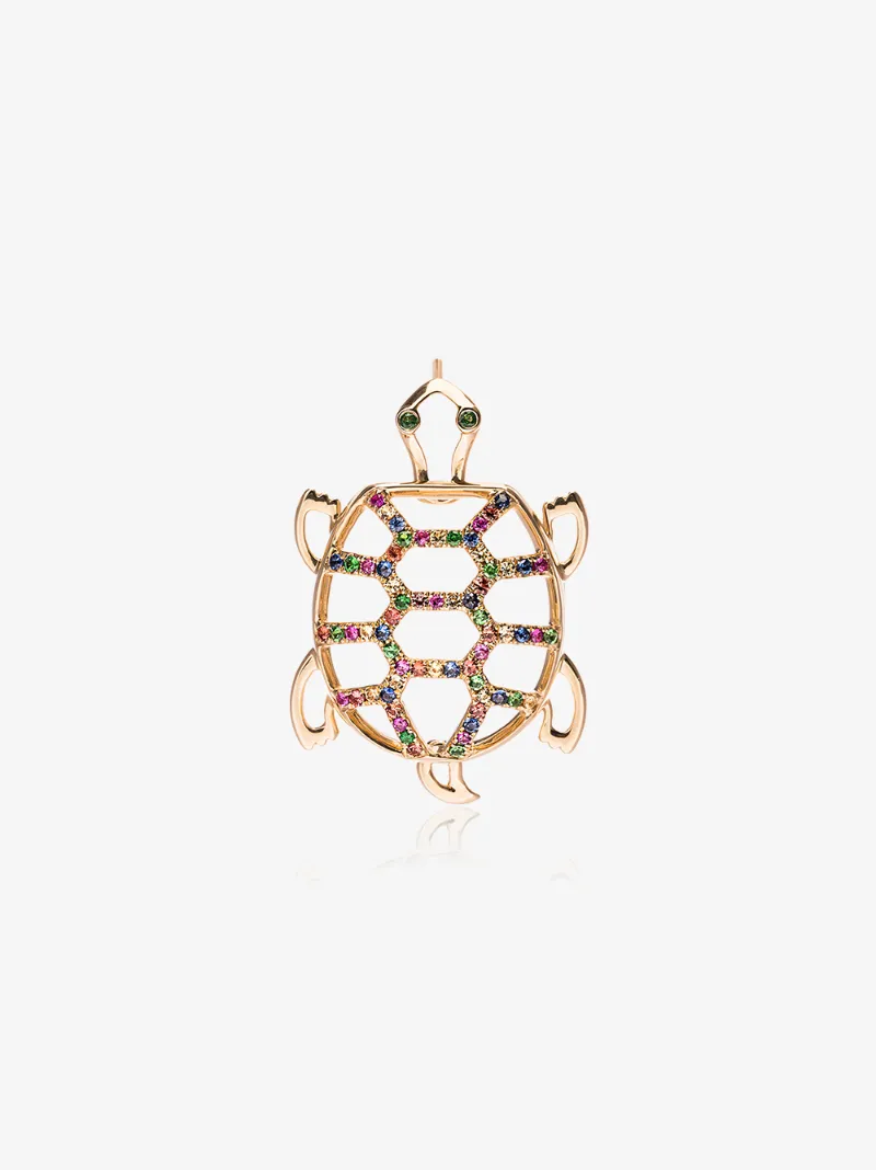 Yvonne Léon Gold Tortoise Diamond Earring Browns