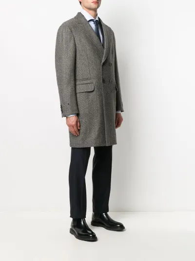 herringbone double breasted overcoat