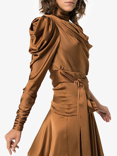 Zimmermann Draped Satin Cutout Dress Browns