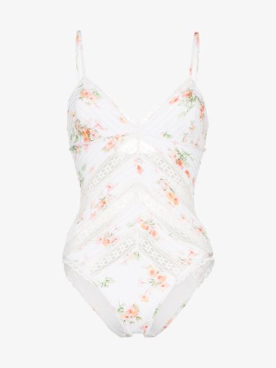 flower trim swimsuit