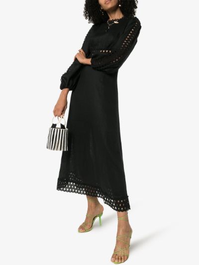 black broderie midi dress